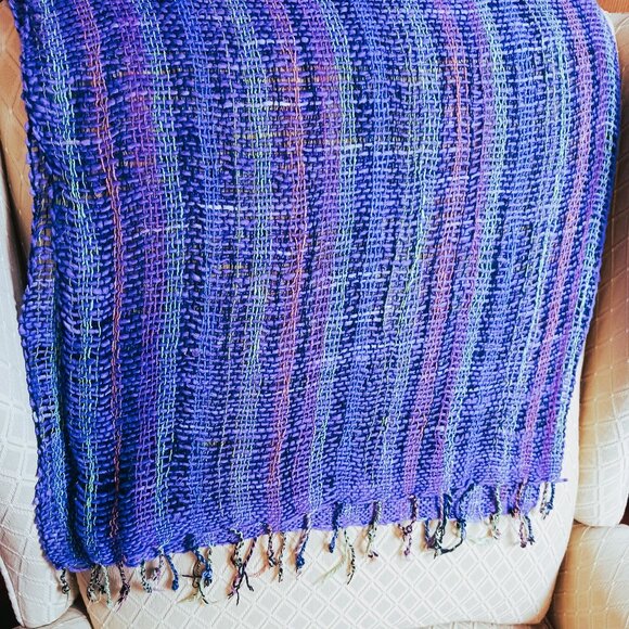 FALL WINTER 3 scarf cozy warm wraps Mauves Purples Greys various textures EUC - Picture 6 of 6
